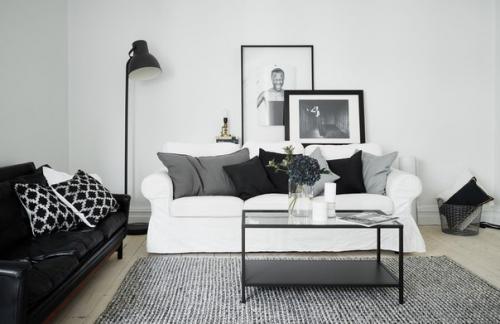 Дизайн интерьера гостиной в бело - черных тонах. 02