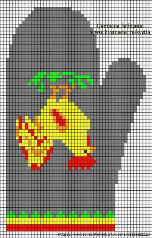 Мы вяжем крючком прихватки - рукавички Курочка и Петушок (мк). 07