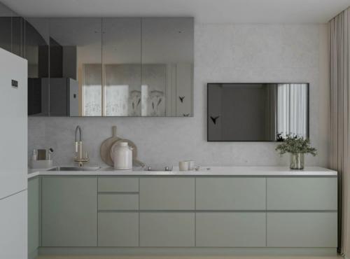 Проект 1-комнатной квартиры 40 м 2. кухня - гостиная + спальня. 02