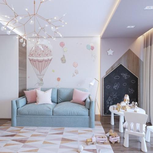 Нежный приятный дизайн детской комнаты для маленькой маминой и папиной принцессы. 03