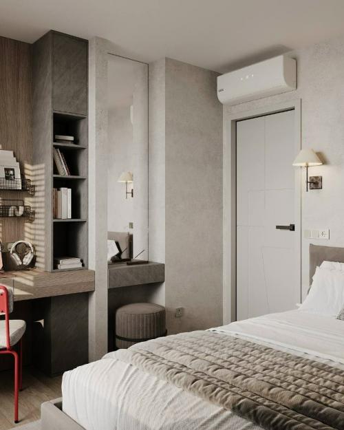 Квартира площадью 27, 5 квадратных метров выполнена в индустриальном стиле с лёгкими восточными нотками. 08