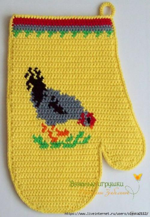 Мы вяжем крючком прихватки - рукавички Курочка и Петушок (мк). 05