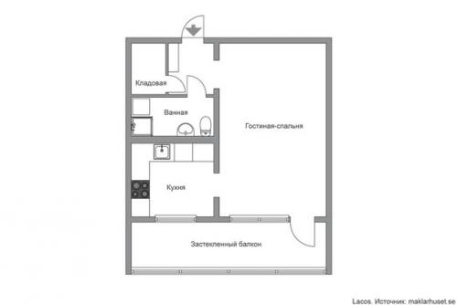 Лаконичный монохромный интерьер однокомнатной квартиры. 08