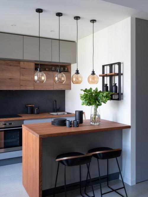 Интерьер гостиной и кухни в современном сканди - стиле, с элементами этно - стиля. 08