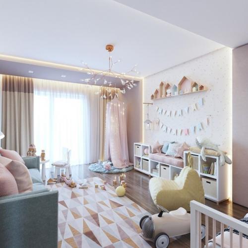 Нежный приятный дизайн детской комнаты для маленькой маминой и папиной принцессы. 05