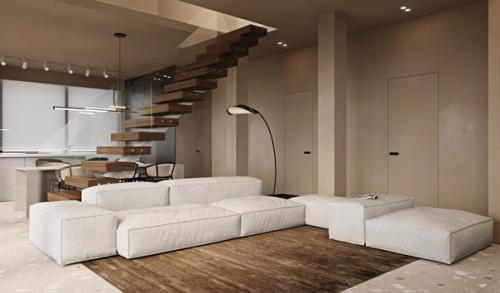 Интерьер двухуровневой квартиры. 01