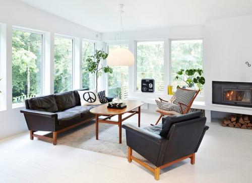 Дизайн интерьера гостиной в бело - черных тонах. 05