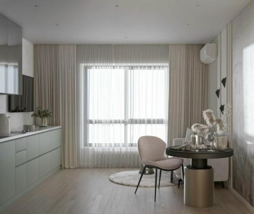 Проект 1-комнатной квартиры 40 м 2. кухня - гостиная + спальня. 05