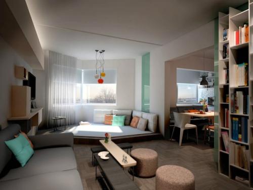 Дизайн однокомнатной квартиры в доме серии П - 44. 01