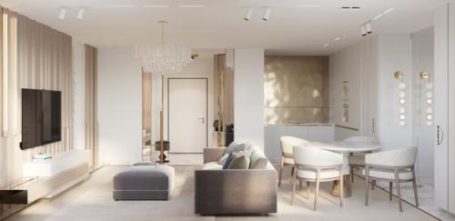 По гостиной было желание заказчика максимально увеличить пространство! 03