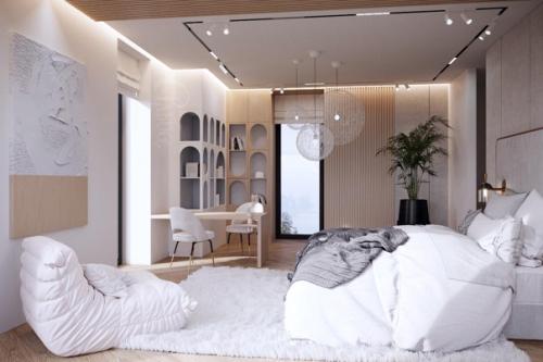 Несколько спален второго этажа нашего проекта загородного дома. 02