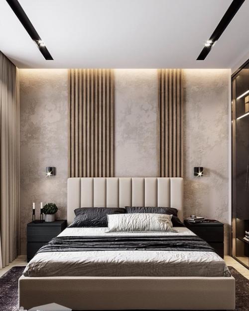 Строгий дизайн спальни.