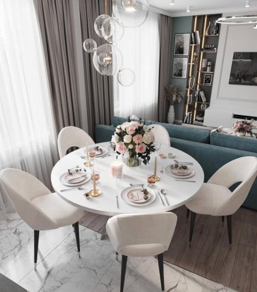 Фантастически элегантная и изящная кухня - гостиная. 01