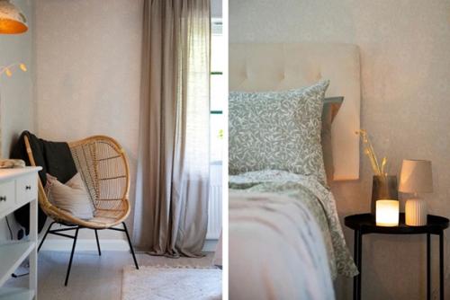 Нам очень нравится природная атмосфера в этом доме: сочетание приглушенно - зелёных и бежевых оттенков с цветом светлого дерева. 03