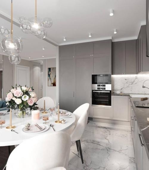 Фантастически элегантная и изящная кухня - гостиная. 04