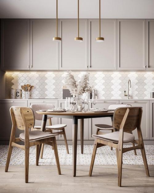 Стильный интерьер квартиры с уютной кухней - гостиной, утонченной прихожей и минималистичным санузлом. 03