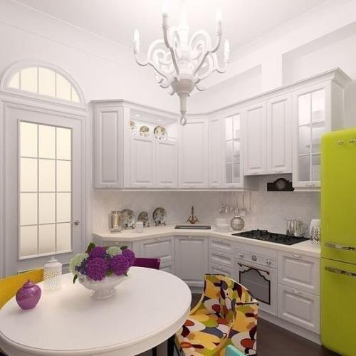 Кухня с яркой мебелью, как вам? 02