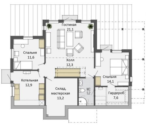 Туули - двухэтажный финский коттедж на склоне горы. 02