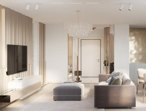 По гостиной было желание заказчика максимально увеличить пространство! 02