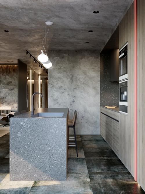 Достаточно минималистичный и брутальный интерьер. 07