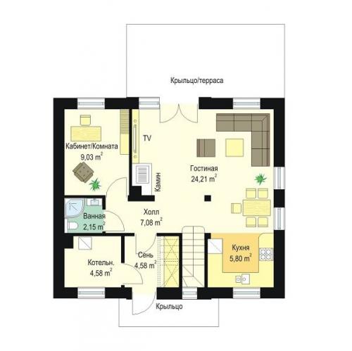 Яркий стильный загородный коттедж. 02