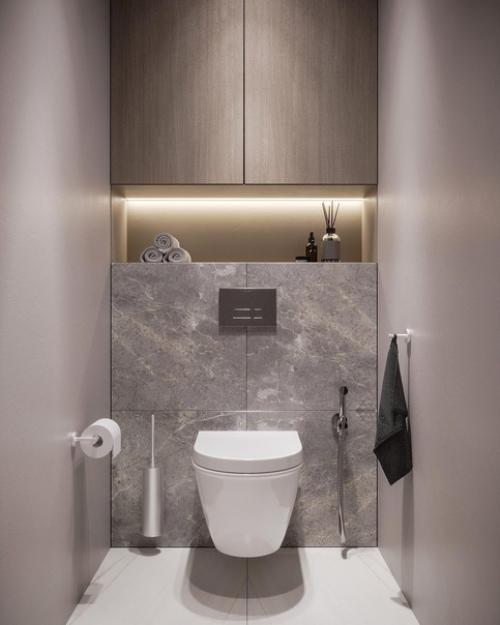 Стильный интерьер квартиры с уютной кухней - гостиной, утонченной прихожей и минималистичным санузлом. 06