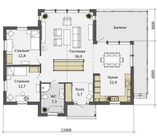 Туули - двухэтажный финский коттедж на склоне горы. 03
