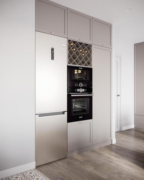 Стильный интерьер квартиры с уютной кухней - гостиной, утонченной прихожей и минималистичным санузлом. 04