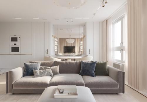 По гостиной было желание заказчика максимально увеличить пространство! 01