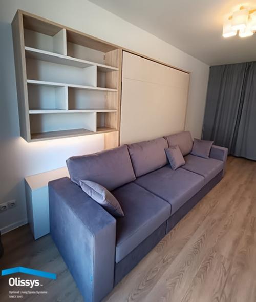 Комплект мебели Olissys \u2122 LE с удлиненным диваном, напольной сисемой хранения и подвесным стеллажом. 02