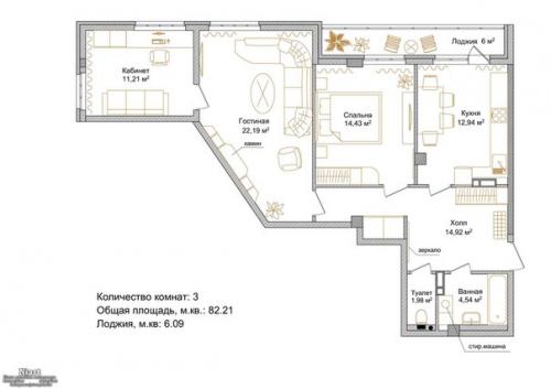 Трёхкомнатная квартира Follow Your Dream. 09