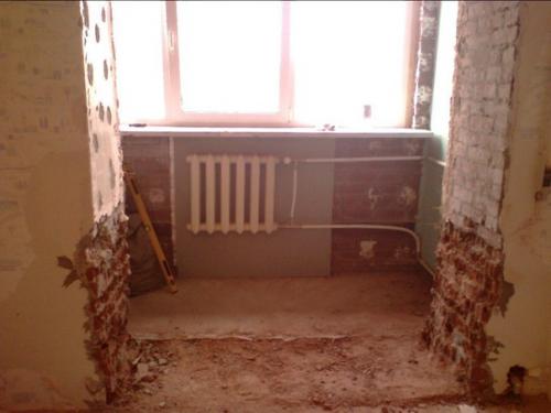 Объедение кухни и лоджии. 03