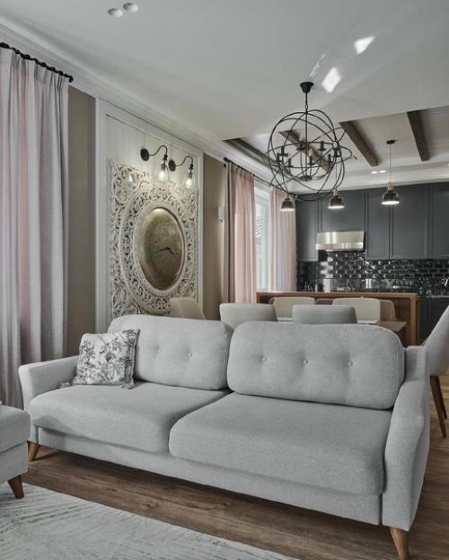 Уютный интерьер кухни - гостиной от дизайнеров Марии и Максима хахилевых. 02