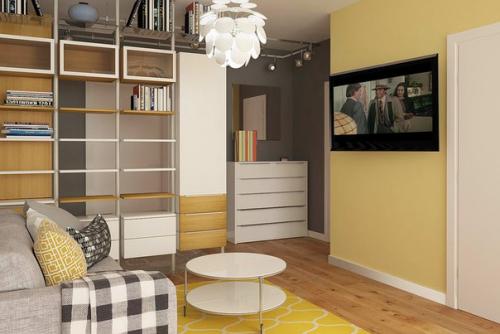 Функциональный и вместительный интерьер квартиры 46, 5 кв. 01