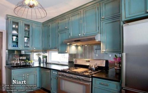 Синяя кухня - оформление своими руками. 06