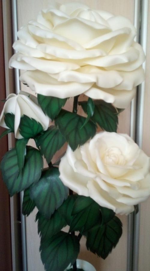 Интерьерная роза из изолона, высота 145 см, D бутона 52 см, украшение для интерьера. 03