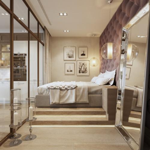 Зонирование спальной зоны в квартире - студии. 01