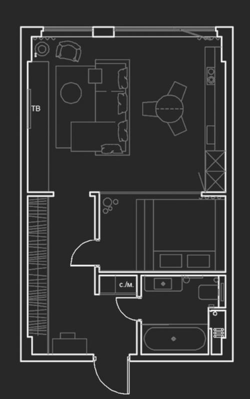 Зонирование спальной зоны в квартире - студии. 09