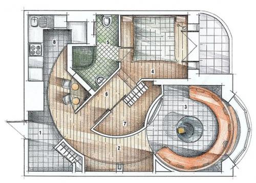 Криволинейные планировки - это то, что не стоит никогда делать в интерьере квартиры. 01