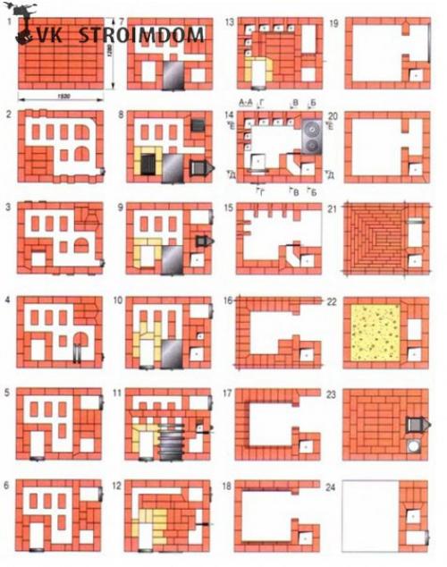 Схема и кладка кирпичных печей. 04