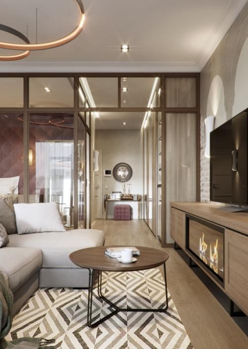 Зонирование спальной зоны в квартире - студии. 06