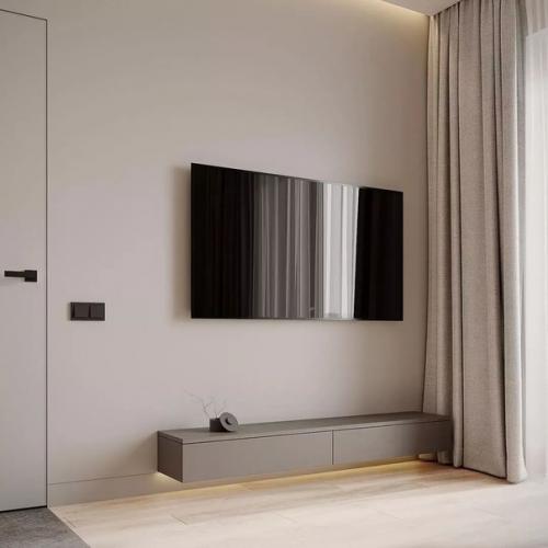 Стильный функциональный интерьер кухни - гостиной площадью 18 м в природных оттенках. 04