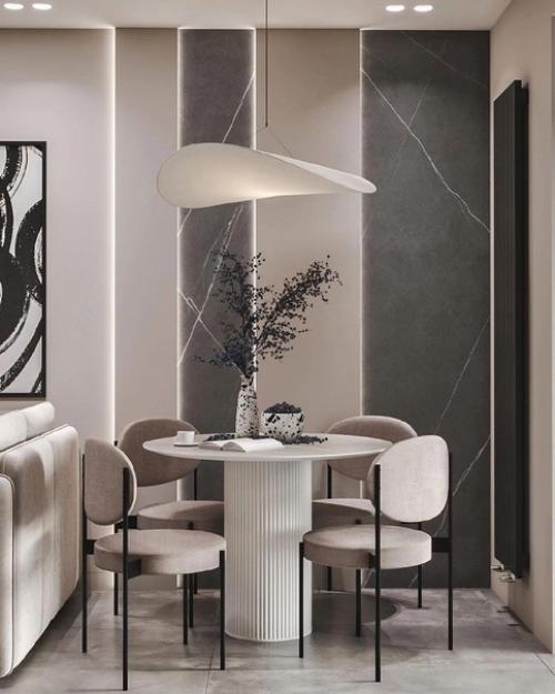 Эффектный, продуманный интерьер небольшой кухни - гостиной. 03