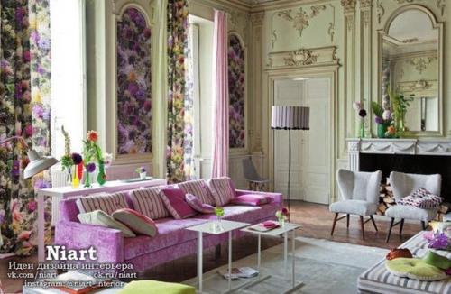 Интерьер гостиной в фиолетовом цвете. 07