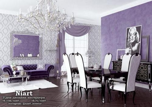 Интерьер гостиной в фиолетовом цвете. 08