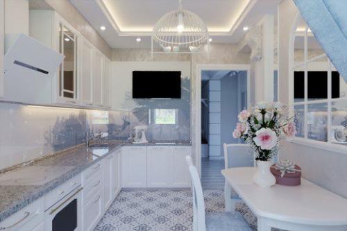 Такая красивая и нежная классическая кухня. 01