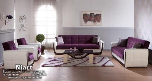 Интерьер гостиной в фиолетовом цвете. 05