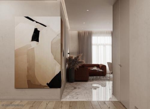 Кухня - гостиная в теплых тонах. 05