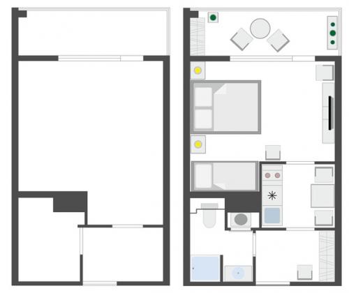 Интерьер квартиры - студии 26, 5 кв. 09
