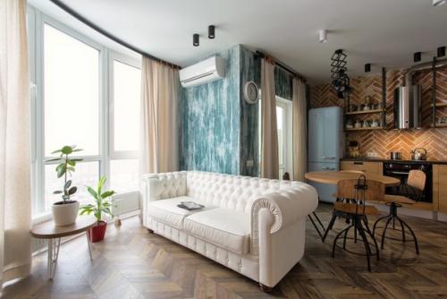 Кухня - гостиная и полноценное спальное место с легким зонированием. 02